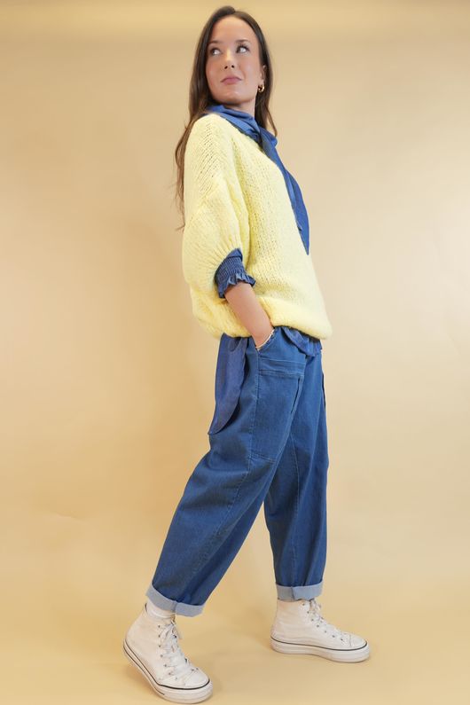  Big Softie Cap Sleeve Knit Top Lemon